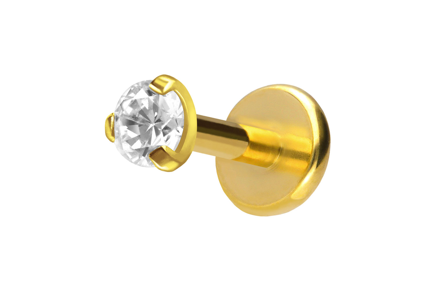 Titan Labret Piercing mit Push Fit EINGEFASSTER KRISTALL